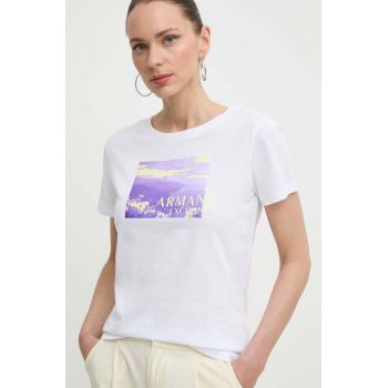 Armani Exchange tricou din bumbac femei, culoarea alb, 3DYT55 YJ3RZ de firma original
