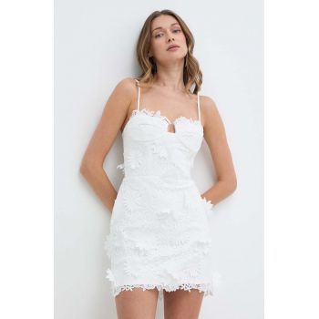 Bardot rochie BRIAS culoarea alb, mini, evazati, 59118DB