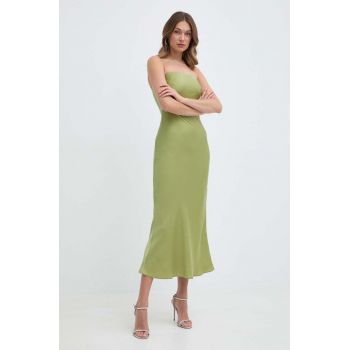 Bardot rochie CASETTE culoarea verde, midi, evazati, 59155DB