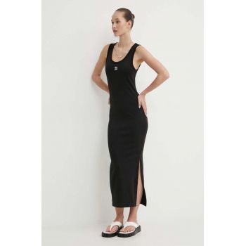 HUGO rochie culoarea negru, midi, mulată, 50514521