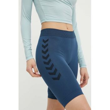 Hummel pantaloni scurți de antrenament First Seamless cu imprimeu, high waist, 212556