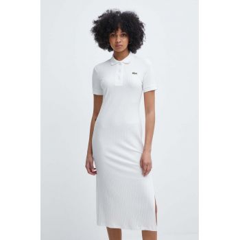 Lacoste rochie culoarea bej, midi, drept de firma originala