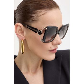 Philipp Plein ochelari de soare femei, culoarea negru, SPP121S_560700