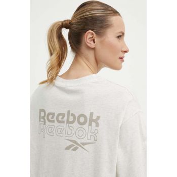 Reebok tricou din bumbac femei, culoarea bej, 100075401 de firma original