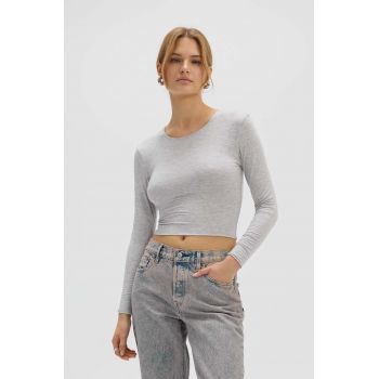 Saint Body bluza CROP TOP GREY femei, culoarea gri, melanj, SB.531 de firma originala