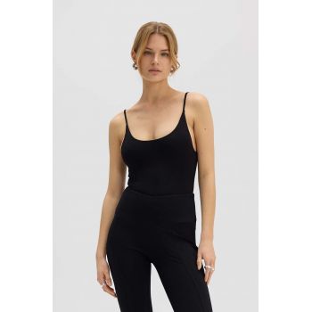 Saint Body salopeta THIN STRIPES PLAYSUIT BLACK culoarea negru, cu decolteu rotund, SB.525