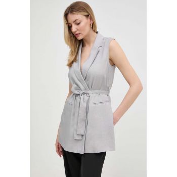 Armani Exchange vestă de in culoarea gri, un singur rand de nasturi, 3DYQ12 YN1RZ de firma originala