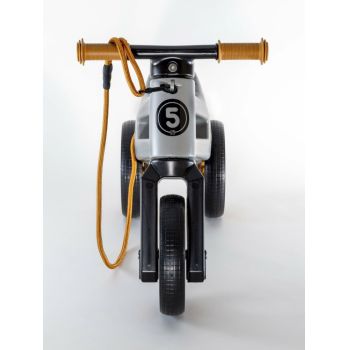Bicicleta copii fara pedale Funny Wheels Rider SuperSport 2 in 1 Matte Grey, varsta 1-4 ani, transformabila din tricicleta cu doua roti spate in bicicleta cu o roata spate, anvelope de cauciuc plin, inaltime scaun 27-29 cm