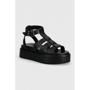 Buffalo sandale Noa Greek Sandal femei, culoarea negru, cu platforma, 1602209.BLK