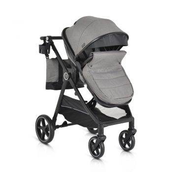 Carucior transformabil 2in1 Moni Tokyo Grey pana la 22 kg,Cadru din aluminiu,Maner parental si Spatar reglabile,Scaun reversibil,Roti spuma EVA pivotante cu amortizor,Baldachin,Husa picioare,Geanta,Plasa insecte,Suport pahar