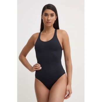 Casall costum de baie dintr-o bucată Deep Racerback culoarea negru, cupa moale de firma original