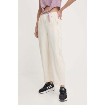 Champion pantaloni femei, culoarea bej, drept, high waist, 117110 ieftina