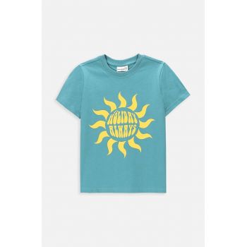 Coccodrillo tricou de bumbac pentru copii culoarea turcoaz, cu imprimeu ieftin