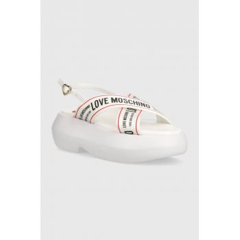 Love Moschino sandale femei, culoarea alb, cu platforma, JA16257I0IIX610A