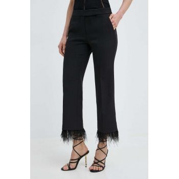 MICHAEL Michael Kors pantaloni femei, culoarea negru, drept, high waist