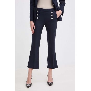 Morgan pantaloni PTACA.F femei, culoarea albastru marin, drept, high waist, PTACA.F