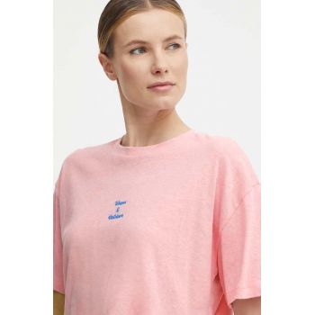 Picture tricou din amestec de in Hampy culoarea roz, WTS483 ieftin