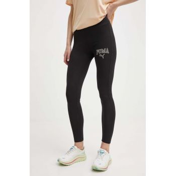 Puma colanti SQUAD femei, culoarea negru, cu imprimeu, 677900