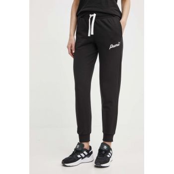 Puma pantaloni de trening culoarea negru, cu imprimeu, 679350