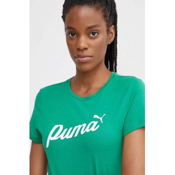 Puma tricou din bumbac femei, culoarea verde, 679315 ieftin
