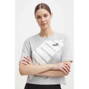 Puma tricou din bumbac POWER femei, culoarea gri, 677896 de firma original