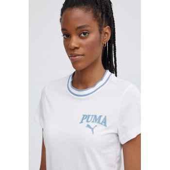 Puma tricou din bumbac SQUAD femei, culoarea alb, 677897 ieftin