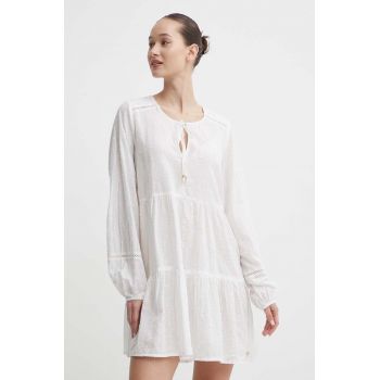 Superdry rochie culoarea alb, mini, evazati