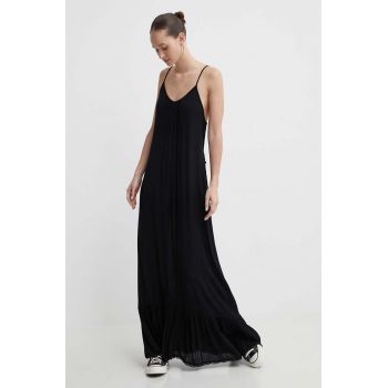 Superdry rochie culoarea negru, maxi, evazati