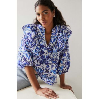 Medicine bluza din bumbac femei, culoarea bej, modelator de firma originala