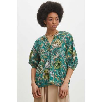 Medicine bluza din bumbac femei, culoarea turcoaz, modelator de firma originala