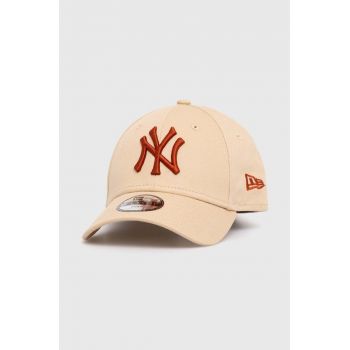 New Era șapcă din bumbac pentru copii NEW YORK YANKEES culoarea bej, cu imprimeu