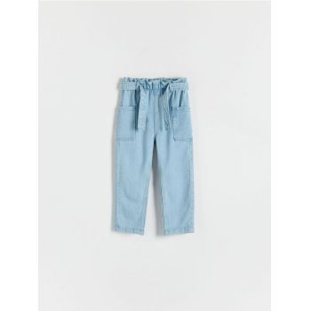 Reserved - Pantaloni cu curea pentru femei - albastru