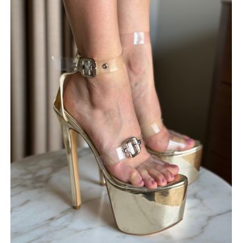 Sandale cu toc Chidi Aurii de firma originale
