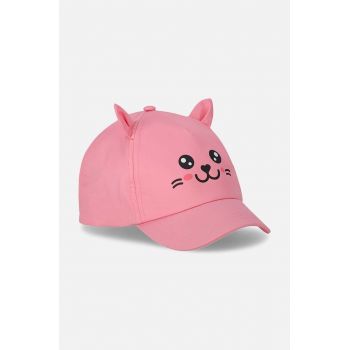 Coccodrillo șapcă din bumbac pentru copii culoarea roz, cu imprimeu ieftina
