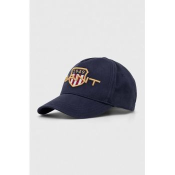 Gant șapcă de baseball din bumbac culoarea albastru marin, cu imprimeu ieftina