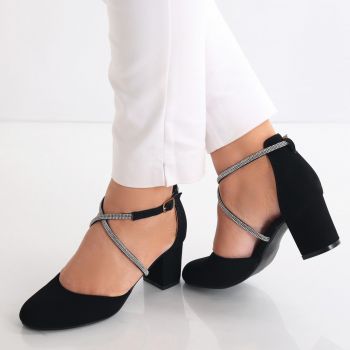 Pantofi dama Negri din imitatie catifea Graisi