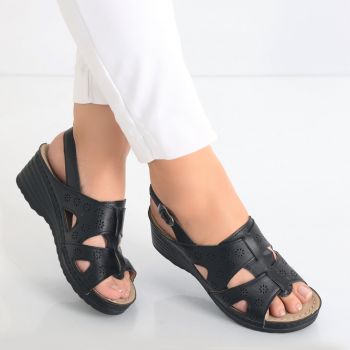 Sandale dama cu platforma Negre din Piele Ecologica Darosa
