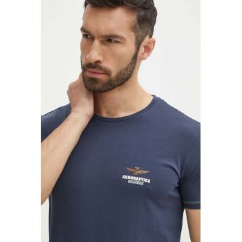 Aeronautica Militare tricou barbati, culoarea albastru marin, cu imprimeu, AM1UTI003 ieftin