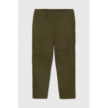 Dickies pantaloni de bumbac culoarea verde, cu fason cargo de firma originali