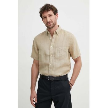 Gant camasa de in culoarea bej, cu guler button-down, regular de firma originala