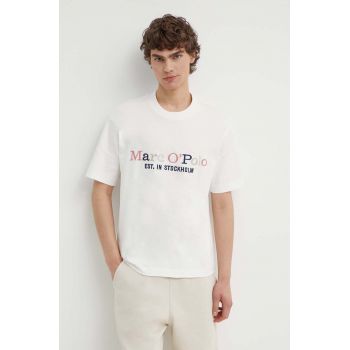 Marc O'Polo tricou din bumbac barbati, culoarea alb, cu imprimeu, 424208351304