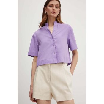 MAX&Co. cămașă din bumbac femei, culoarea violet, relaxed, 2416111074200 2416110000000