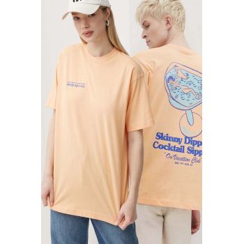 On Vacation tricou din bumbac Skinny Dippin' Cocktail Sippin' culoarea portocaliu, cu imprimeu, OVC T151 On Vacation tricou din bumbac Skinny Dippin' Cocktail Sippin' culoarea portocaliu, cu imprimeu, OVC T151