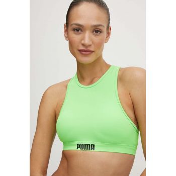 Puma sutien de baie culoarea verde, cupa usor rigidizata 907692 ieftin