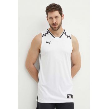 Puma tricou de antrenament Hoops Team Game culoarea alb, 676628 de firma original