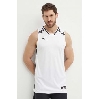 Puma tricou de antrenament Hoops Team Game culoarea alb, 676628