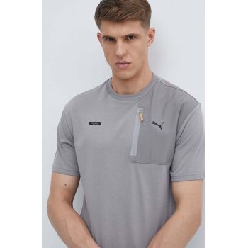 Puma tricou din bumbac barbati, culoarea gri, neted, 678920 ieftin