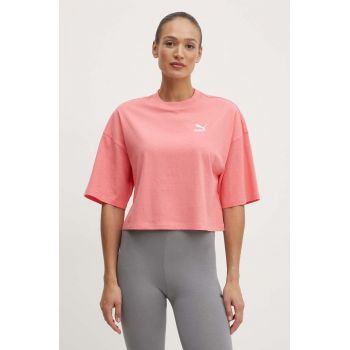 Puma tricou din bumbac femei, culoarea roz 624226 ieftin