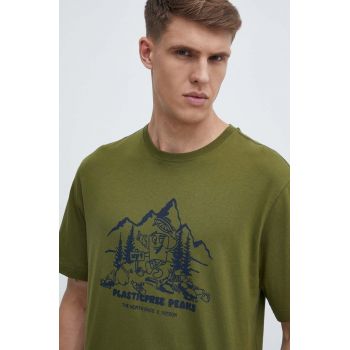 The North Face tricou din bumbac barbati, culoarea verde, cu imprimeu, NF0A87DXPIB1