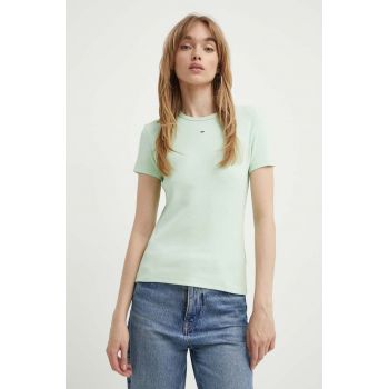 Tommy Jeans tricou femei, culoarea verde DW0DW17383